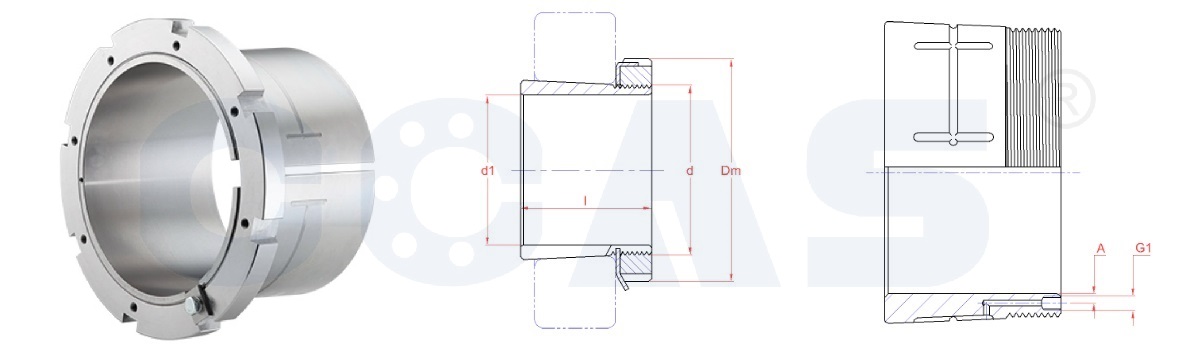 Drawing of OHS 30 Series & OHS 31 Series Hydraulic Adapter Sleeves-CCAS Bearing