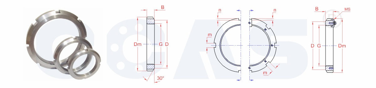 Drawing of ANL(KML) Lock Nuts - AN(KM) Lock Nuts_CCAS Bearing