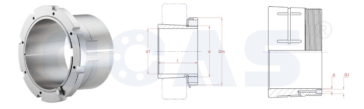 Drawing of OHE 31 Series and OHE 32 Series Hydraulic Adapter Sleeves