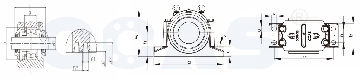 SD 3000 Series Plummer Block Housing drawing-CCAS Bearing