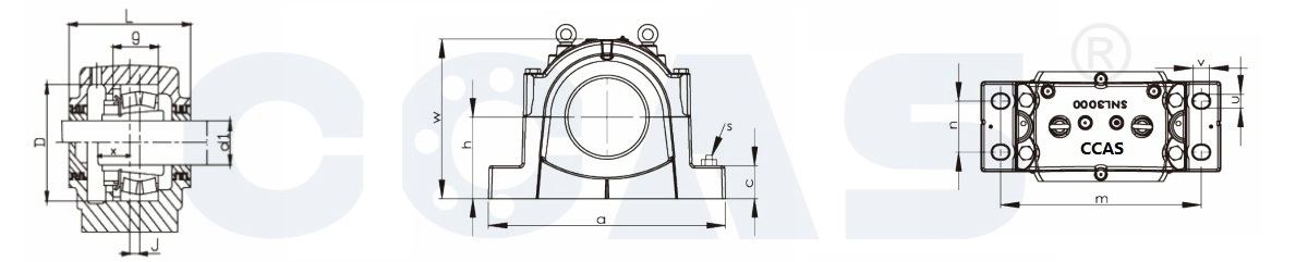 Drawing of Large SNL 3000 Series Plummer Block Housings_CCAS Bearing