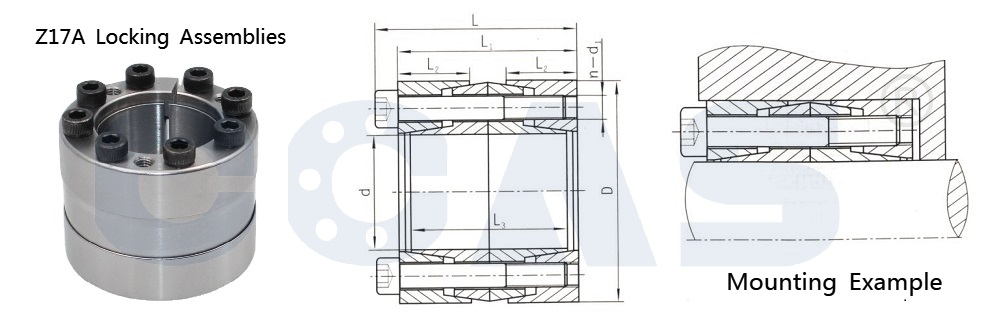 Drawing and Technical Data Sheet of Z17A series Shaft Locking Assemblies