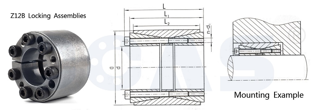 drawing of Z12B Series Locking Assembly-Keyless Locking Device-Shaft Clamping Elements_Shaft Power Lock_Shrink Discs_Shaft Couplings_CCAS Bearing