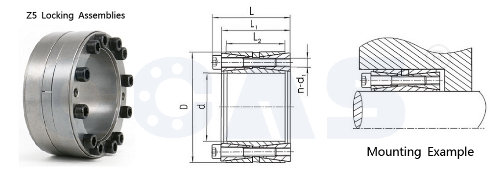 drawing of Z5 Series Locking Assembly-Keyless Locking Device-Shaft Clamping Elements_Shaft Power Lock