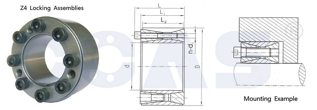 drawing of Z4 Series Locking Assembly-Keyless Locking Device-Shaft Clamping Elements-Shaft Power Lock