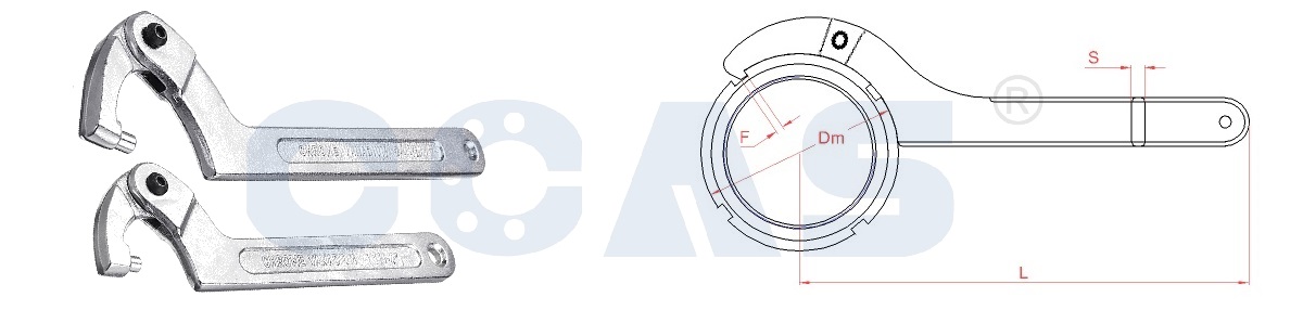 drawing-round-head-adjustable-hook-wrench-c-shape-spanners_CCAS Bearing drawing-round-head-adjustable-hook-wrench-c-shape-spanners_CCAS Bearing